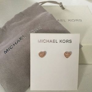 Michael Kors Rose Gold Pave Heart Earring